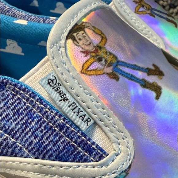 Holographic Character Slip-On Sneakers - Blue and Silver - Picture 5 of 13